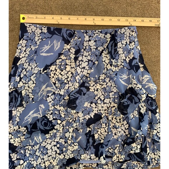 Ralph Lauren Skirt Womens 4P Petite A-Line Floral Ruffle Georgette Asymmetrical - Picture 6 of 9